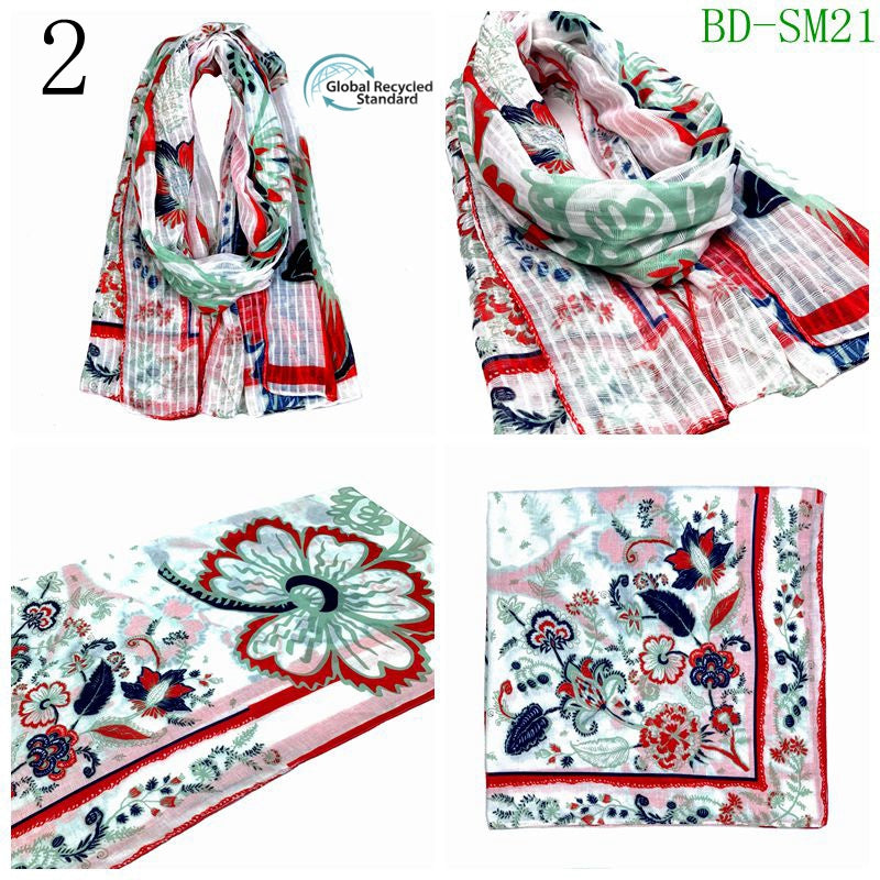 MYP043 Beach floral fashion printed scarf - MinYang Fashion Apparel Accessory Manufacturer