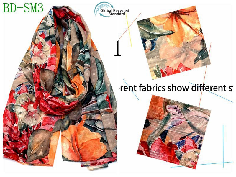 MYP042 Beach floral fashion printed scarf - MinYang Fashion Apparel Accessory Manufacturer