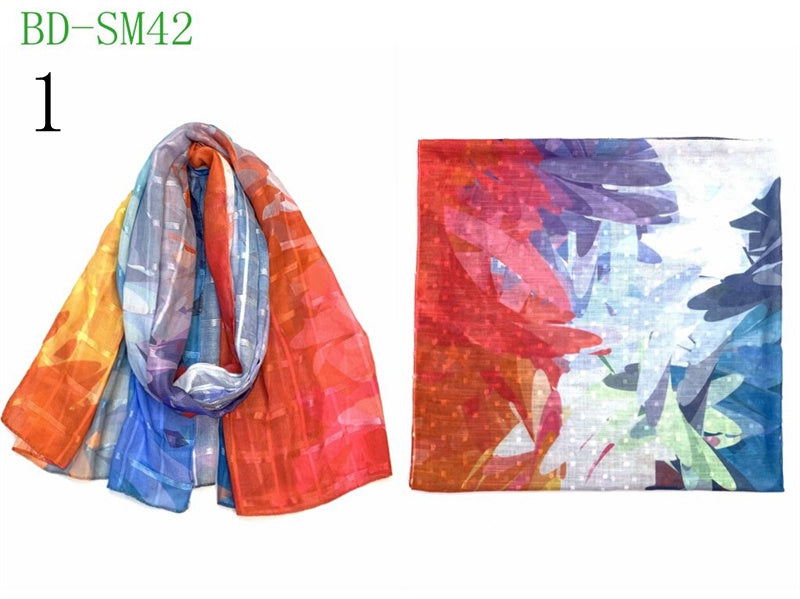 MYP045 Striped beach floral fashion printed scarf