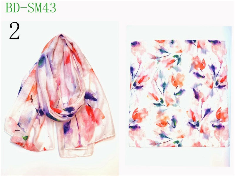 MYP045 Striped beach floral fashion printed scarf