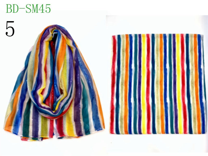MYP045 Striped beach floral fashion printed scarf
