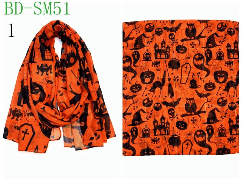 MYP046 Halloween fashion printed scarf - MinYang Fashion Apparel Accessory Manufacturer