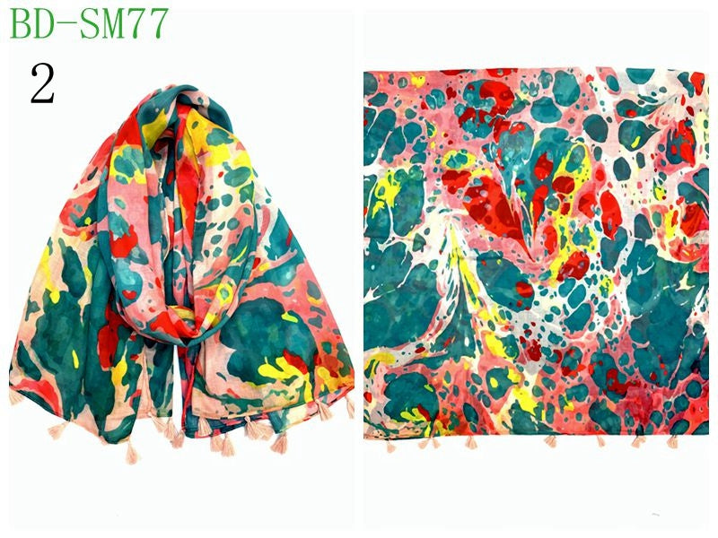 MYP049 Beach leaf print scarf - MinYang Fashion Apparel Accessory Manufacturer