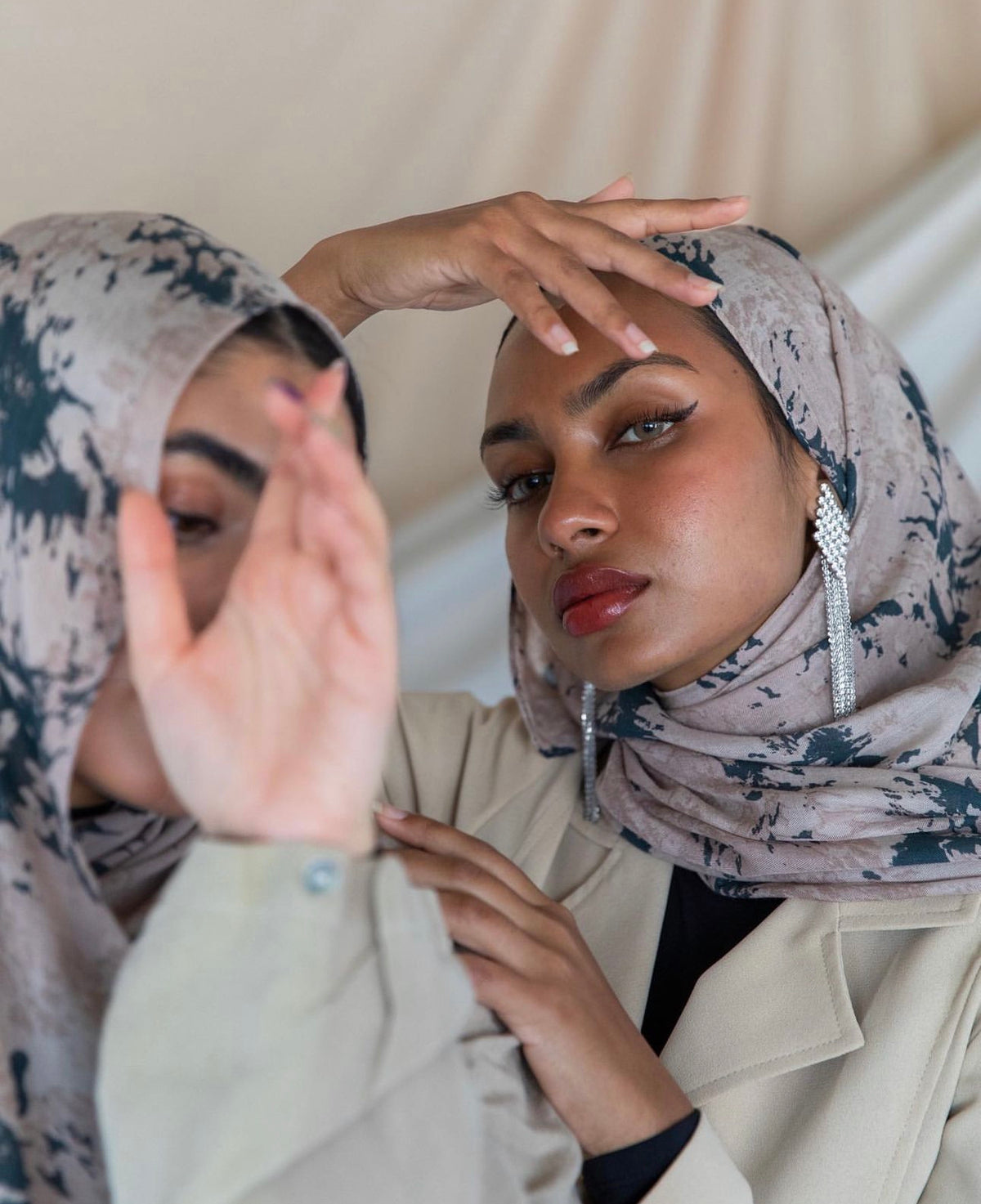 MY066 Navy flowers hijab/tudung printed scarf - MinYang Fashion Apparel Accessory Manufacturer