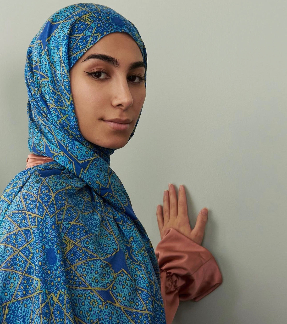 MY078 Blue and yellow star pattern hijab/tudung printed scarf - MinYang Fashion Apparel Accessory Manufacturer