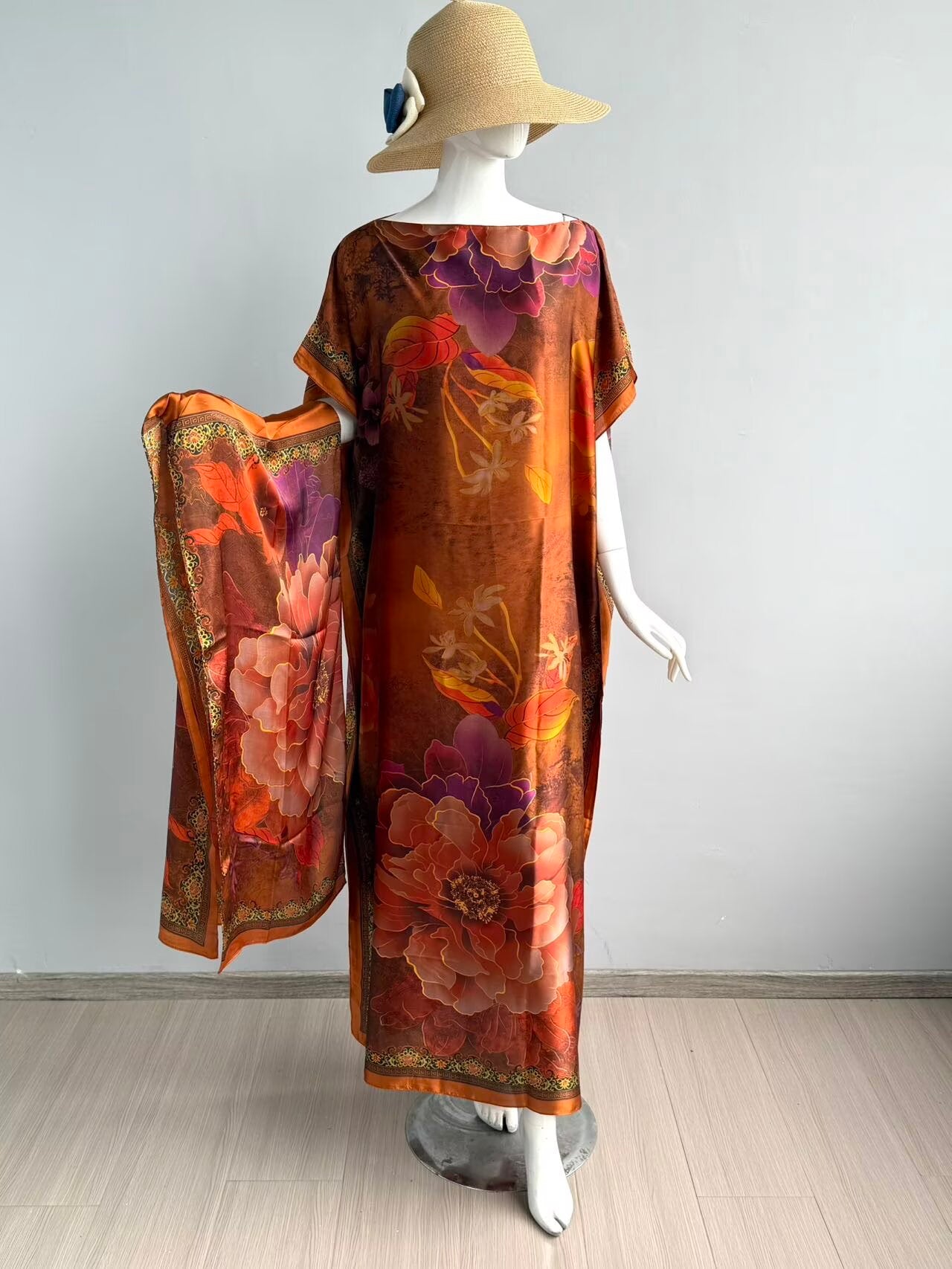 AML001 Vestido de noche estampado abaya musulmana