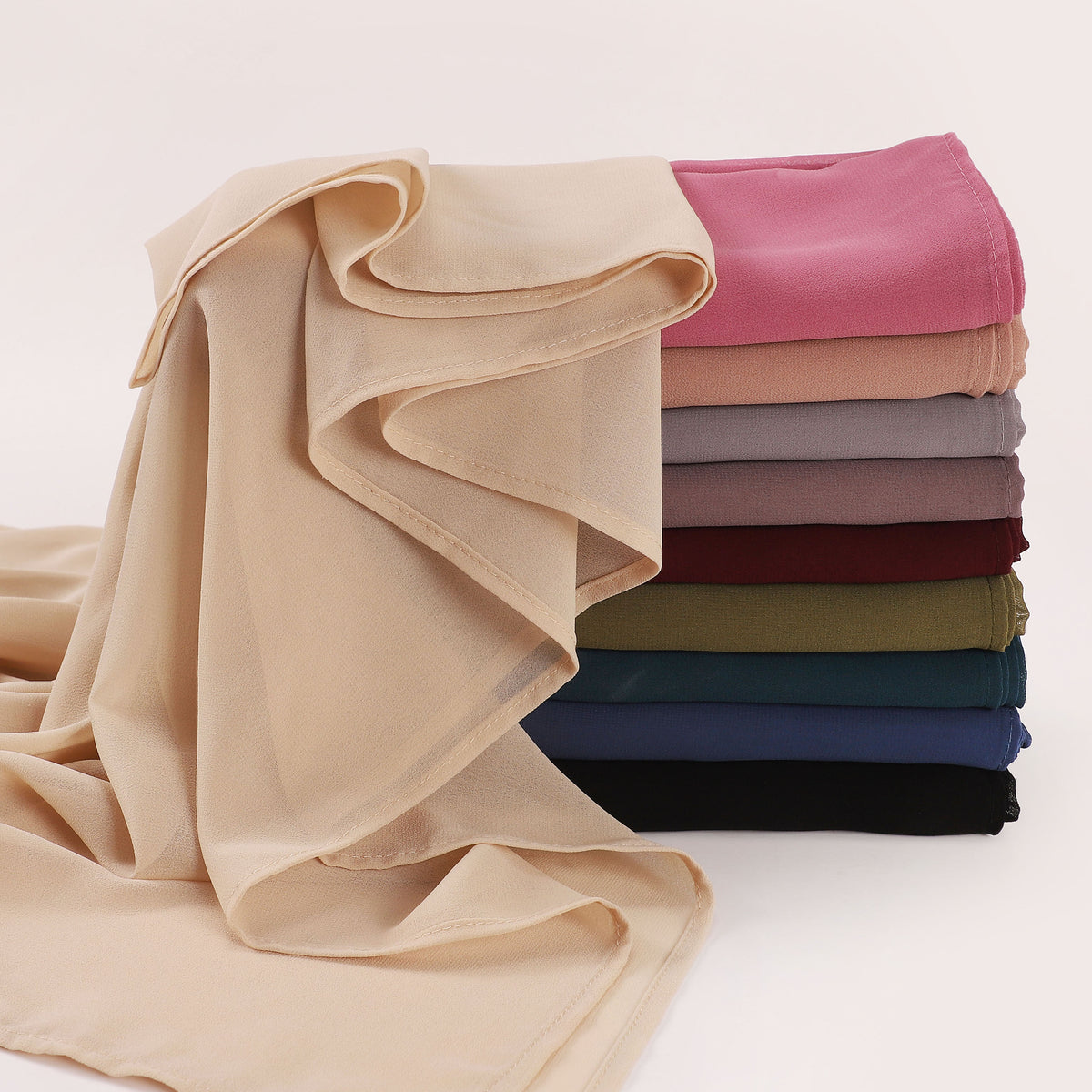 MYBD08 Solid color high quality headscarf Pearl chiffon hijab - MinYang Fashion Apparel Accessory Manufacturer