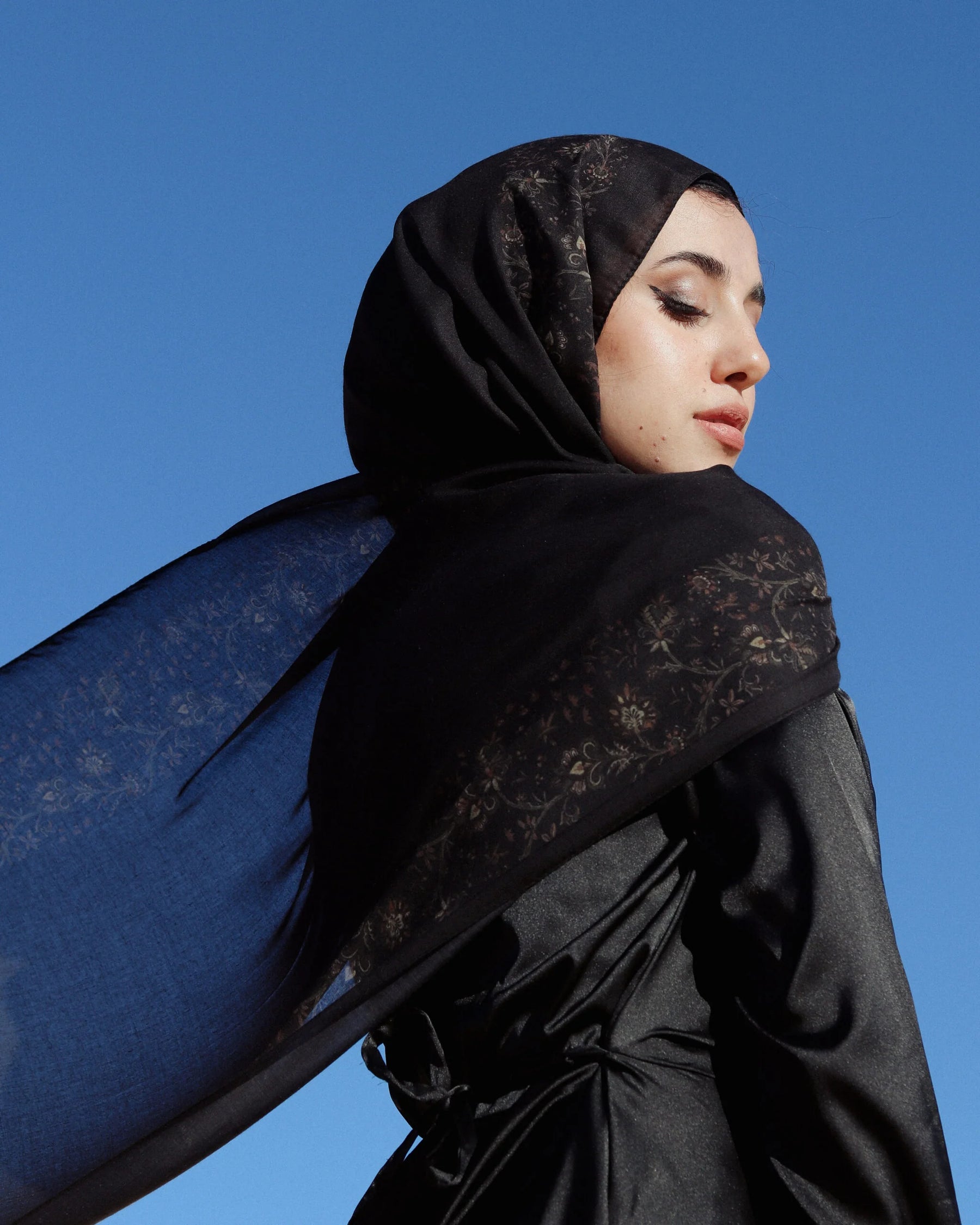 MY013 hijab-Dark Gold Flowers hijab/tudung sacrf
