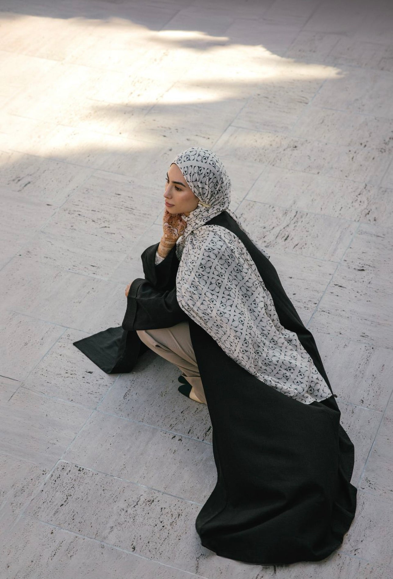 mybd04-5 Modal Hijab -Black and white grid room hijab hijab/tudung printed hijab printed scarf