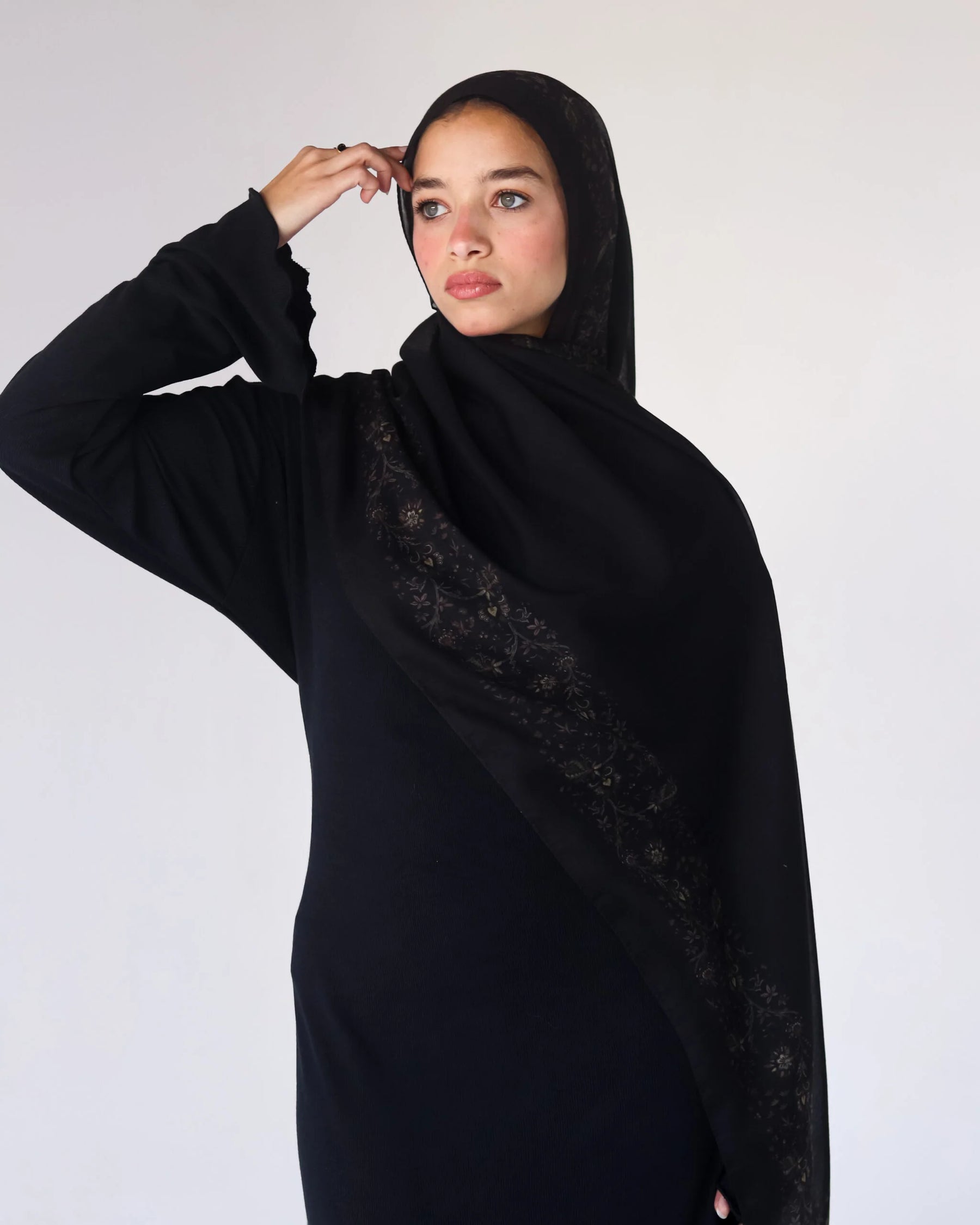 MY013 hijab-Dark Gold Flowers hijab/tudung sacrf