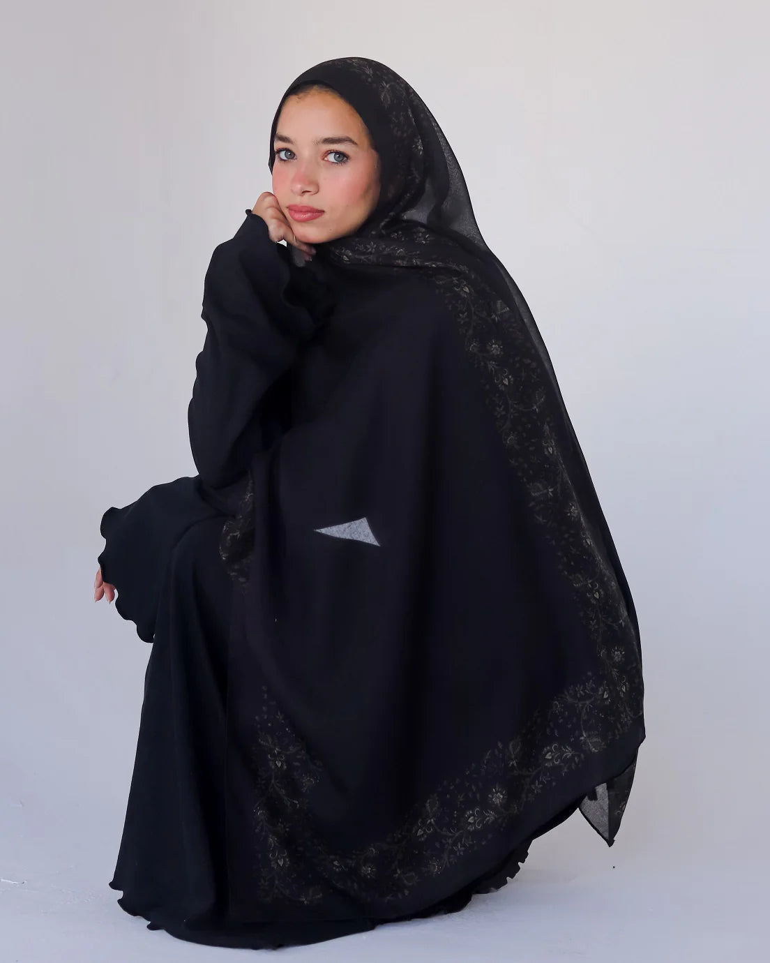 MY013 hijab-Dark Gold Flowers hijab/tudung sacrf