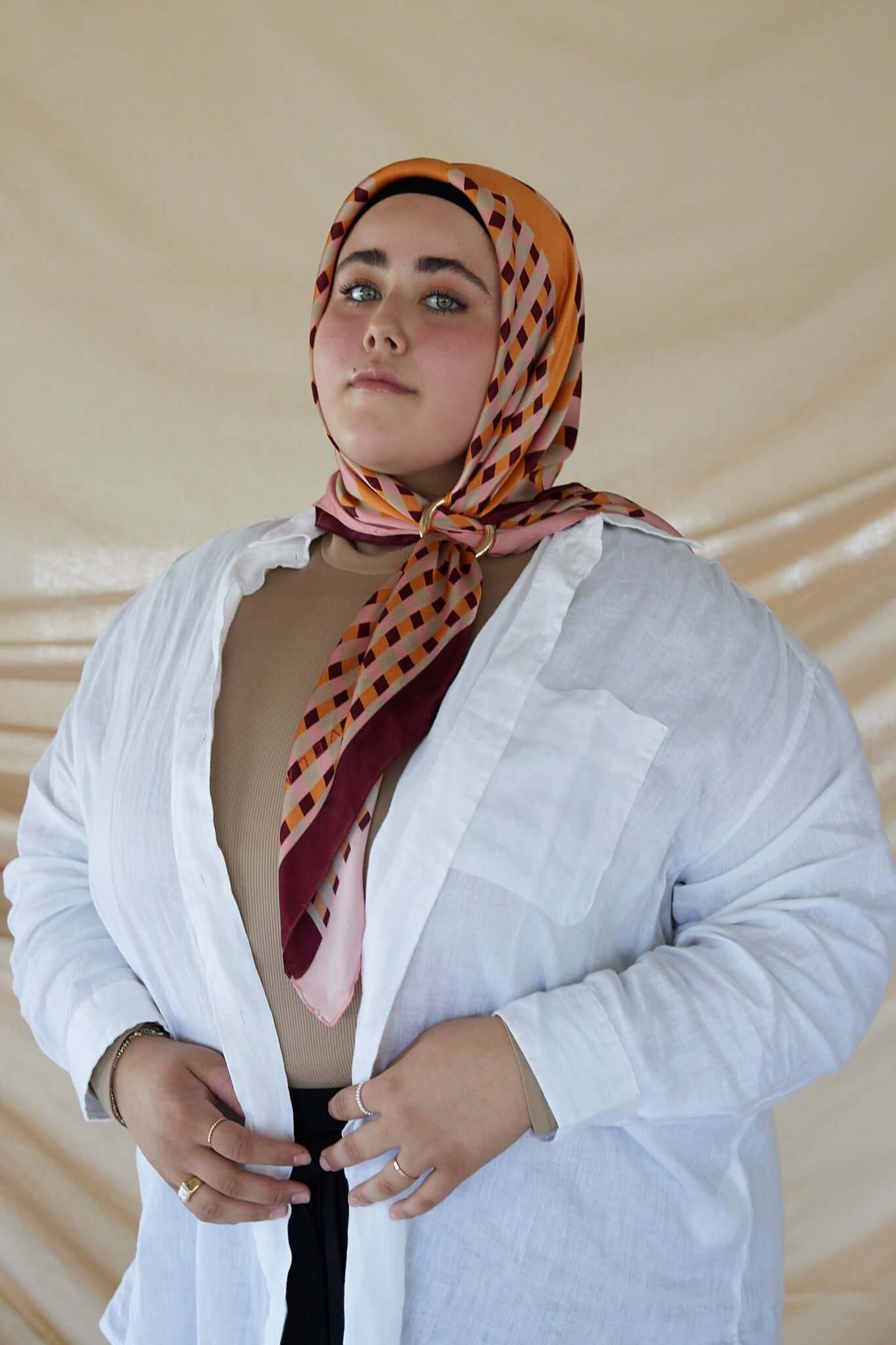 MY073 Pink plaid printed hijab/tudung scarf - MinYang Fashion Apparel Accessory Manufacturer