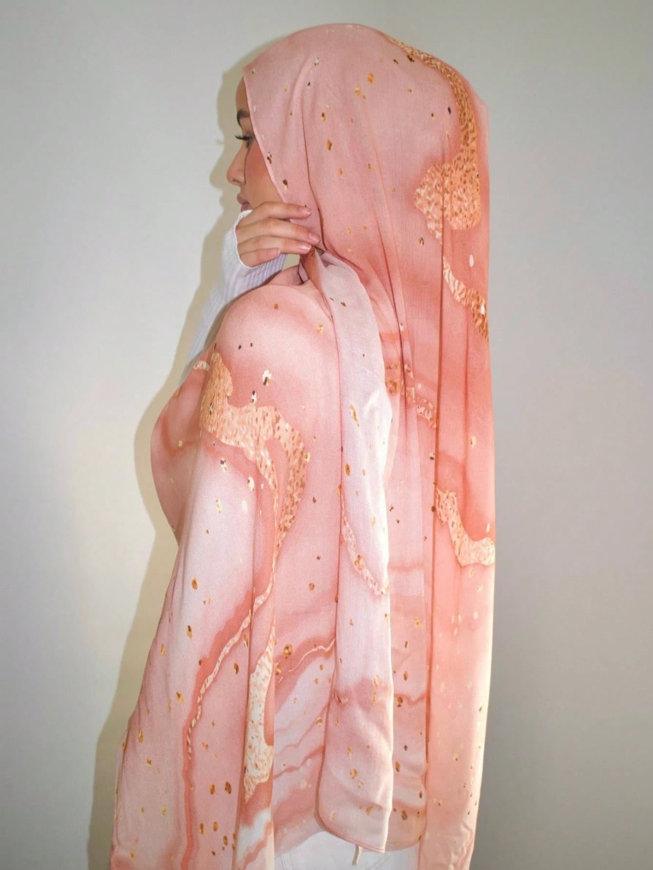 MY018 Watercolor polyester-cotton print hijab