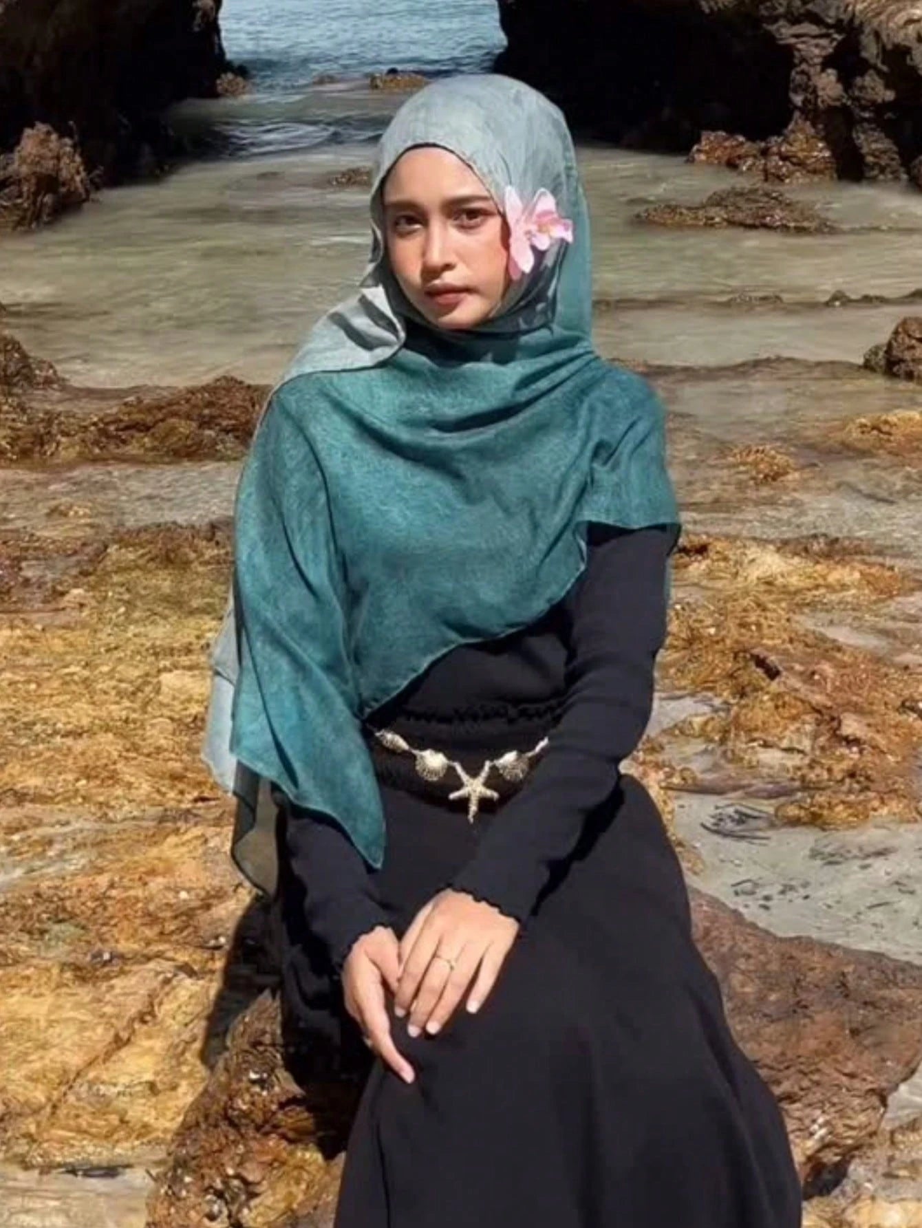 MY018 Watercolor polyester-cotton print hijab
