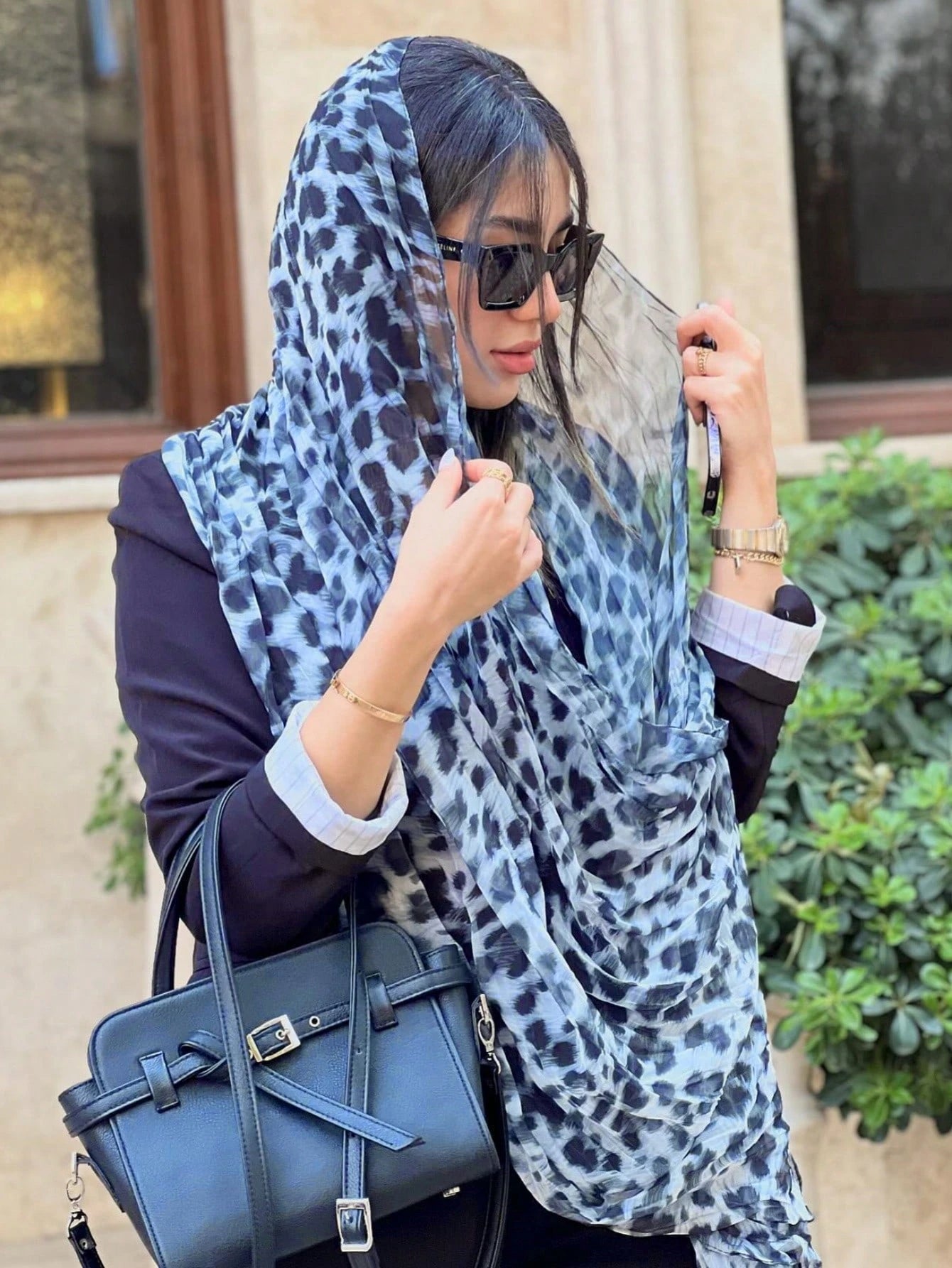 MY009 Polyester lightweight breathable leopard print hijab