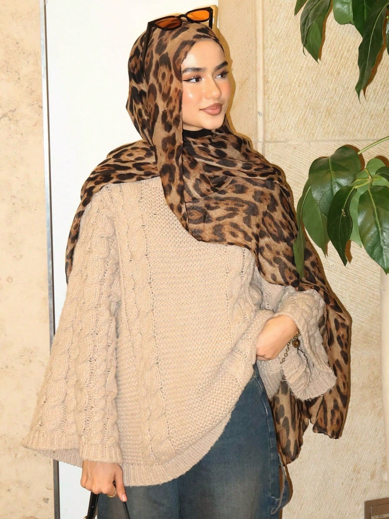 MY009 Polyester lightweight breathable leopard print hijab