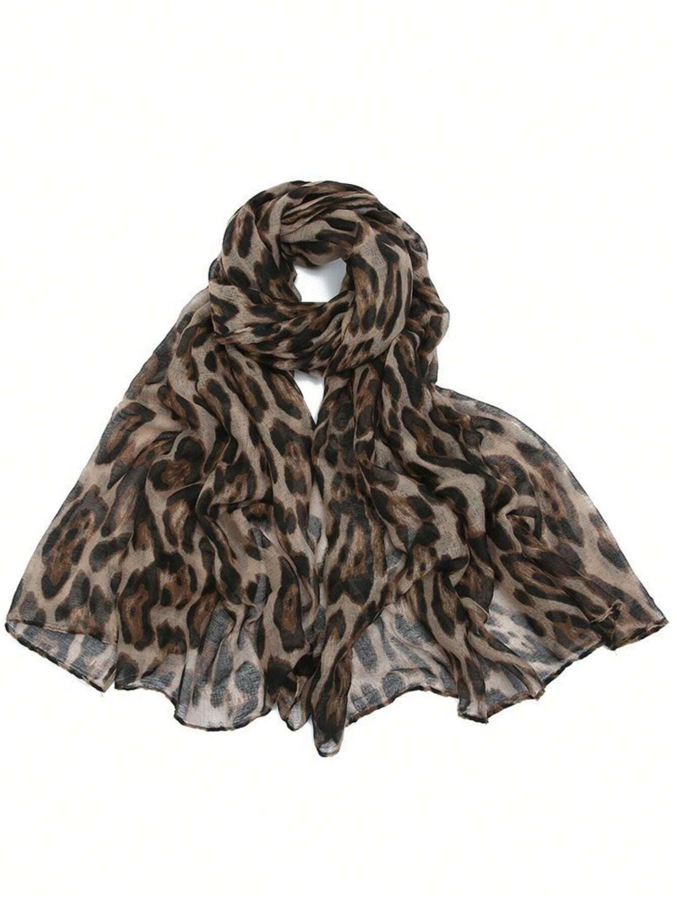 MY009 Polyester lightweight breathable leopard print hijab