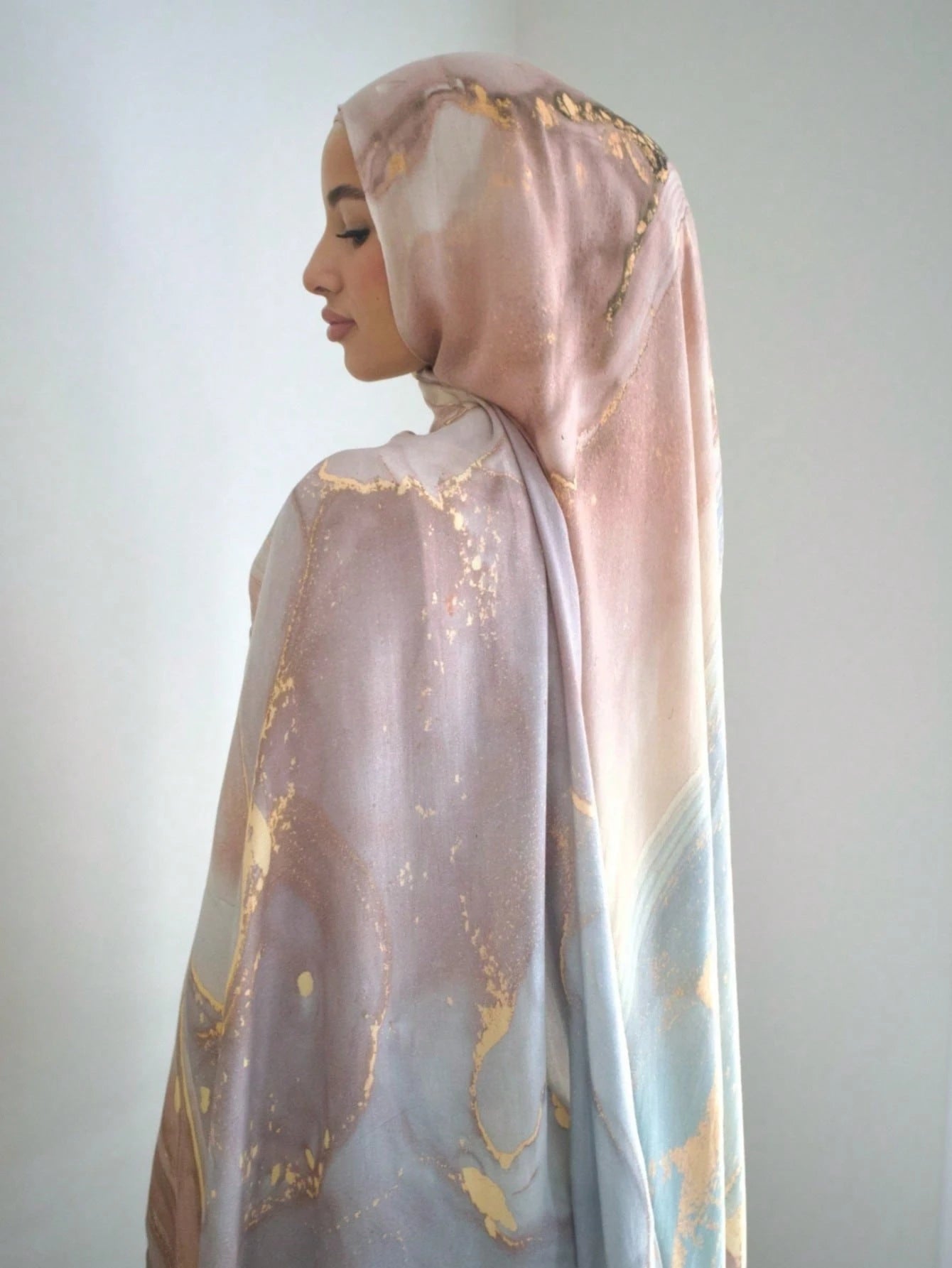 MY018 Watercolor polyester-cotton print hijab
