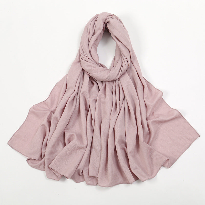 VS709 Fashion solid color wrinkled polyester cotton headscarf for women