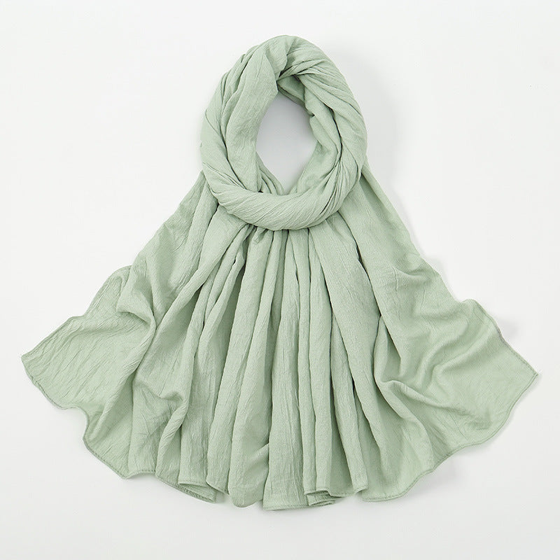 VS709 Fashion solid color wrinkled polyester cotton headscarf for women