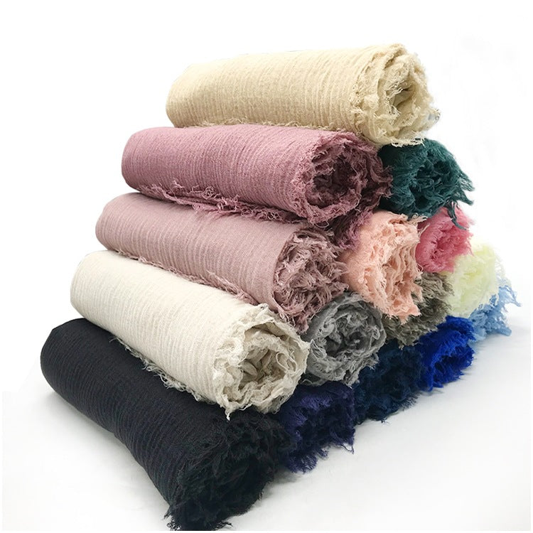 MSL090 plain color wholesale crinkle cotton hijab