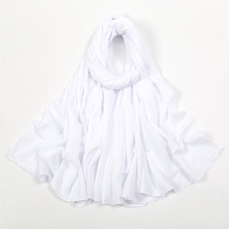 VS709 Fashion solid color wrinkled polyester cotton headscarf for women