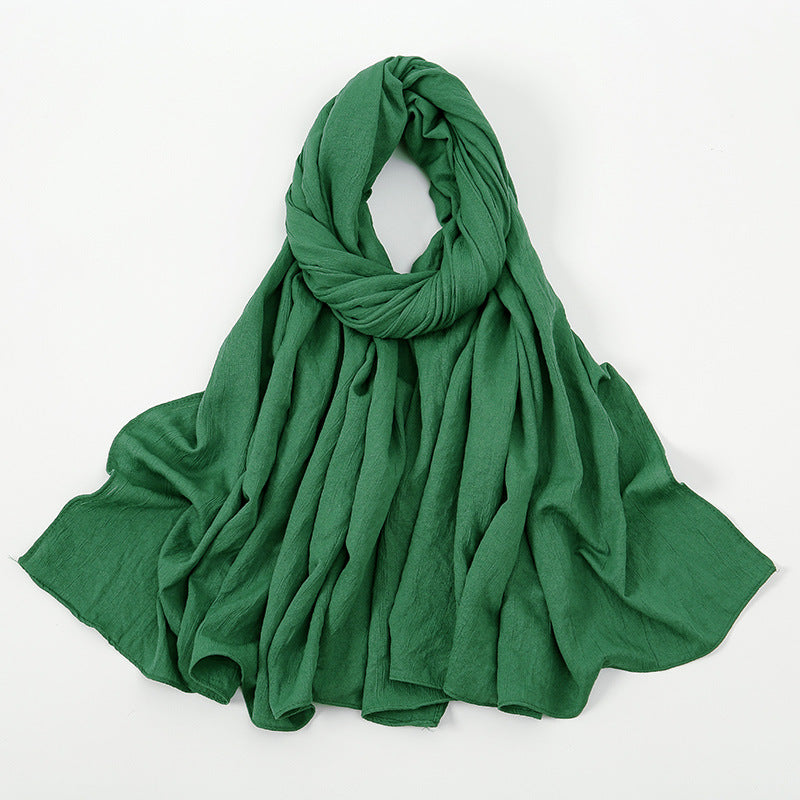 VS709 Fashion solid color wrinkled polyester cotton headscarf for women