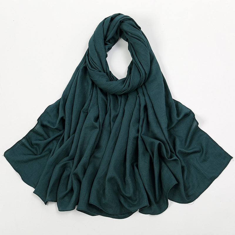 VS709 Fashion solid color wrinkled polyester cotton headscarf for women