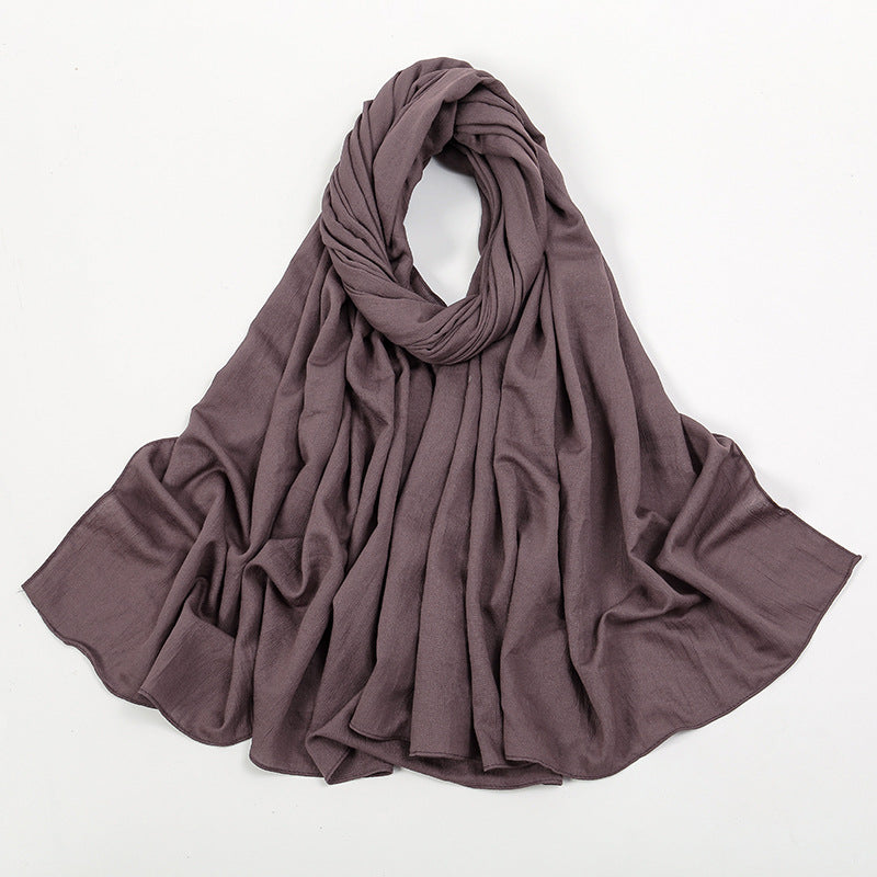 VS709 Fashion solid color wrinkled polyester cotton headscarf for women