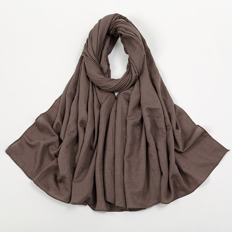 VS709 Fashion solid color wrinkled polyester cotton headscarf for women