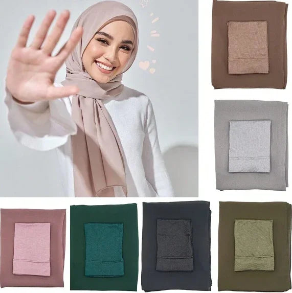 MSL288 Pearl chiffon with undercap suit - matching color 2PCS SET INSTANT - MinYang Fashion Apparel Accessory Manufacturer