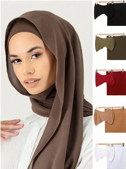 YW240 plain chiffon hijab with undercap jersey