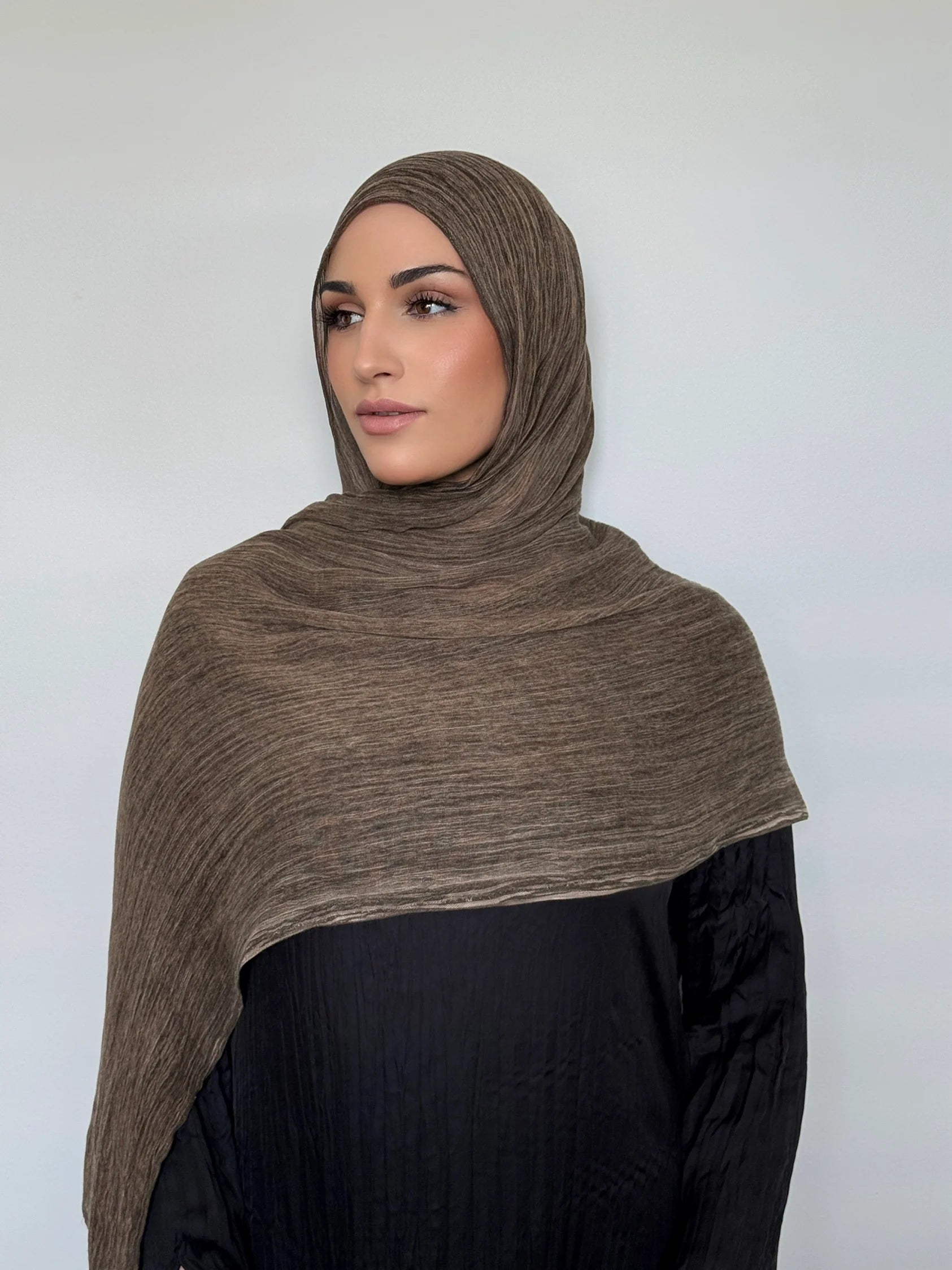 MYZ001 Textured Rayon Hijab with Tiny Fringes