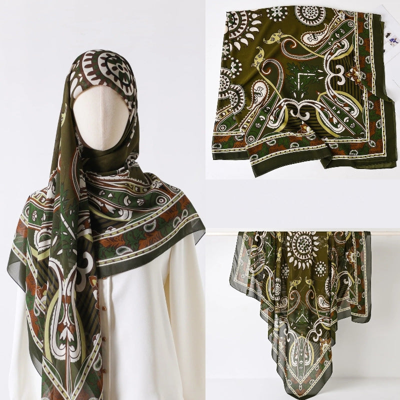 130 crystal chiffon 01 130*130cm Chiffon Scarf Silk Printed Sunscreen Scarf