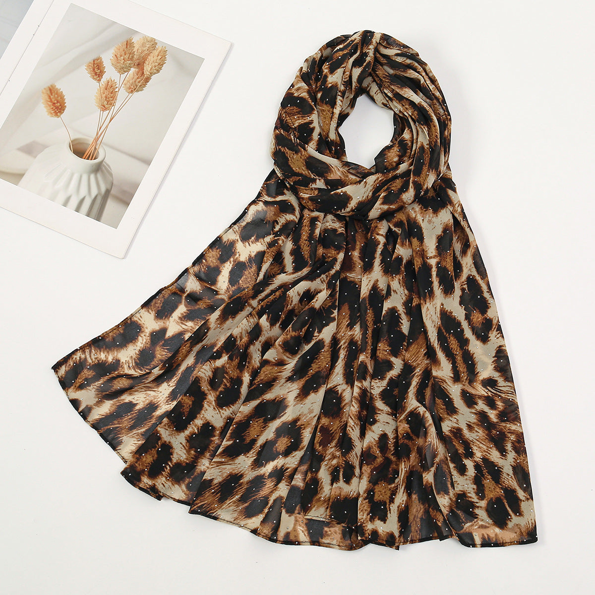YW380 Rhinestone leopard print hijab