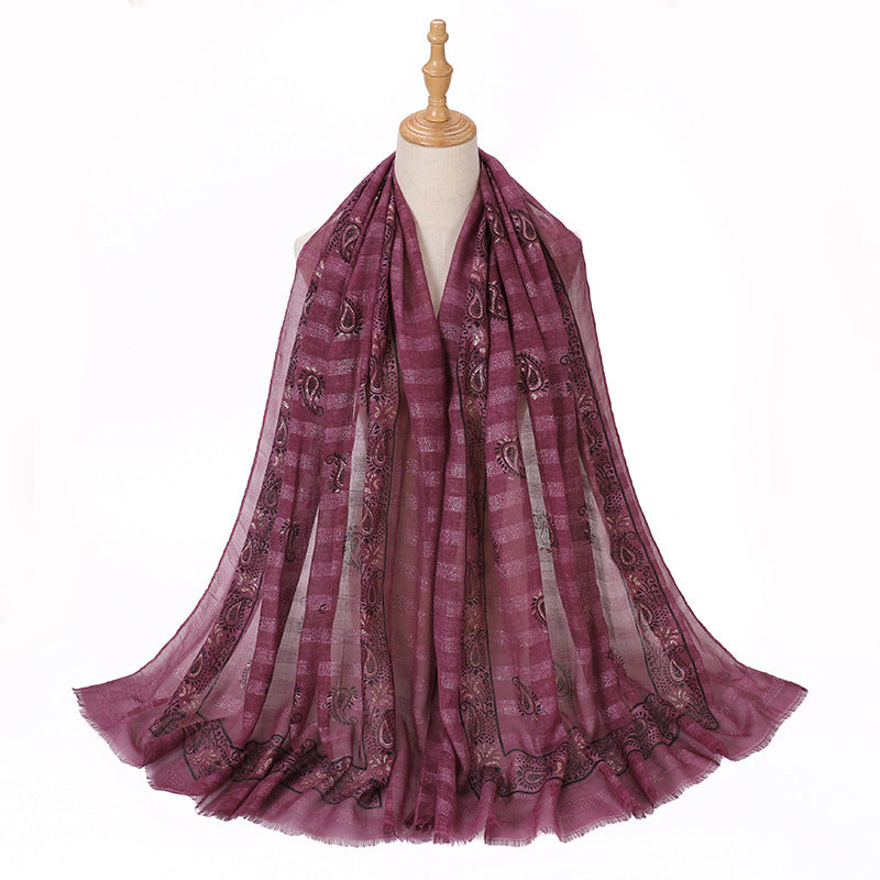 MSL276 Gold stamping hijab with gold thread - MOQ:2