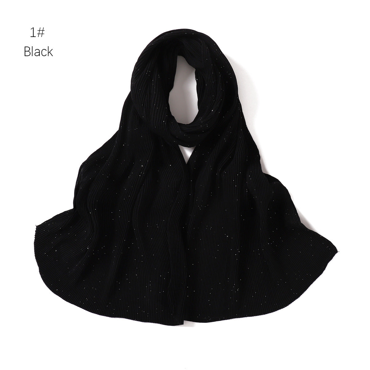 YZ220 Silver thread sprinkled with gold shiny wrinkled long scarf hijab - MOQ:2