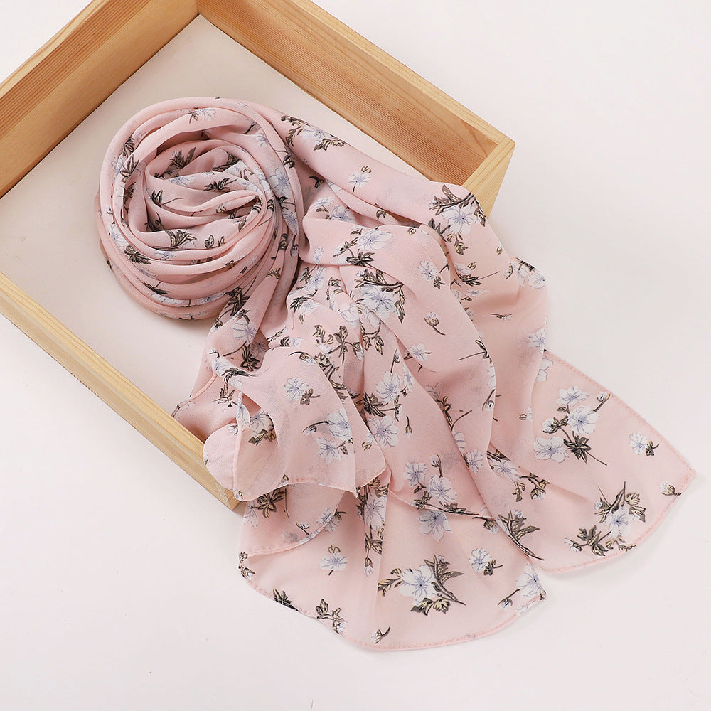 MSL358 Rose flower print hijab (MOQ:2 pieces)