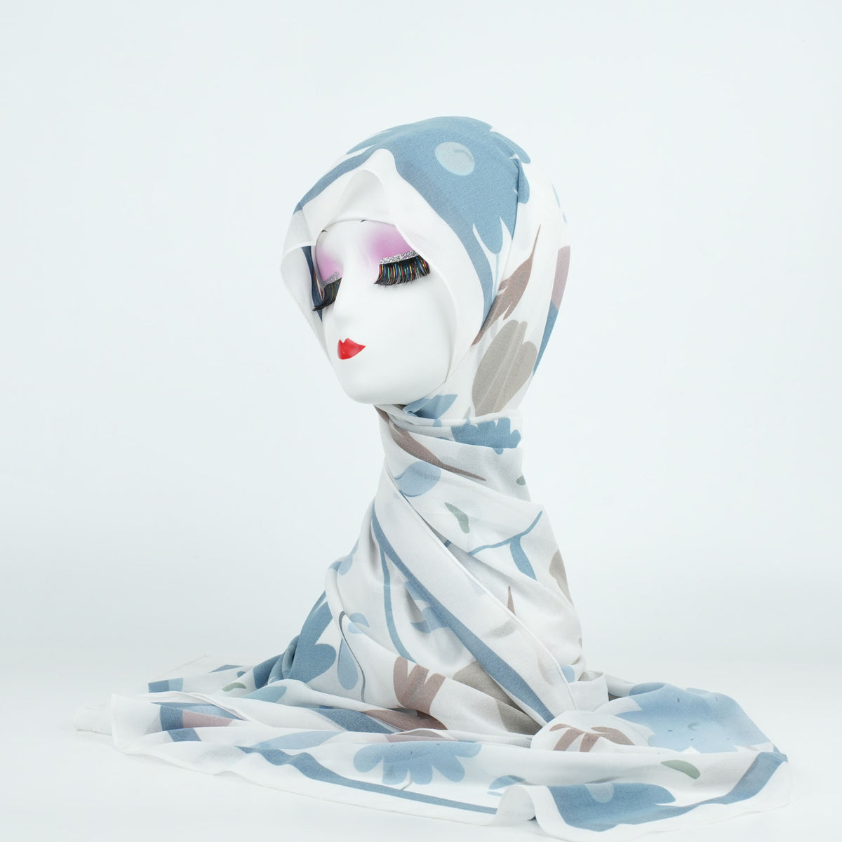 bf006 Cute fresh floral geometric print chiffon hijab printed scarf hijab/tudung printed hijab - MinYang Fashion Apparel Accessory Manufacturer