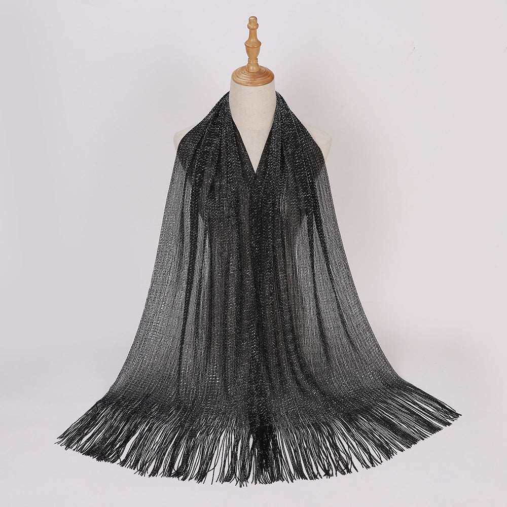 MSL336 New Gold and Silver Silk Flat Scarf Evening Dress Shawl Women - MinYang Fashion Apparel Accessory Manufacturer