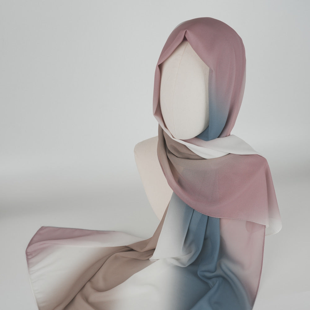 bf004 Ombre tie-dye chiffon hijab plain hijab hijab/tudung - MinYang Fashion Apparel Accessory Manufacturer