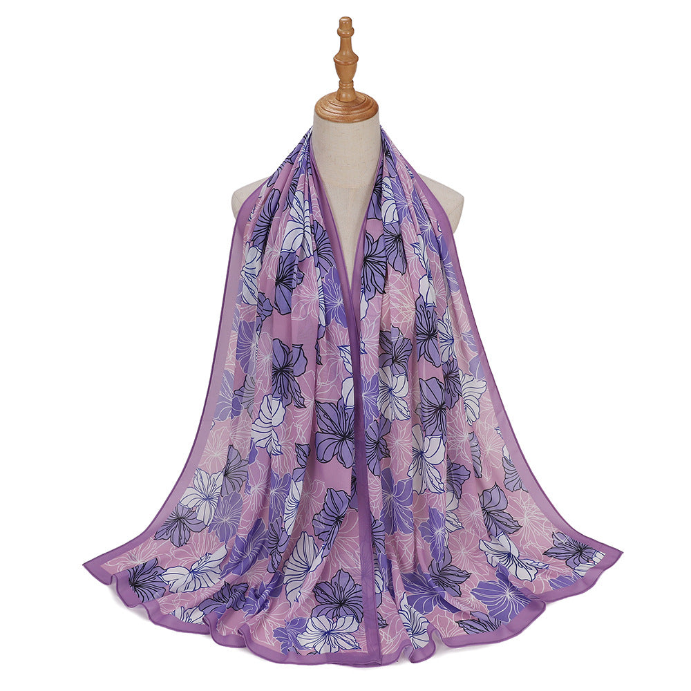 MSL333 New spring and summer pearl chiffon digital printing color scarf New spring and summer pearl chiffon digital printing color scarf