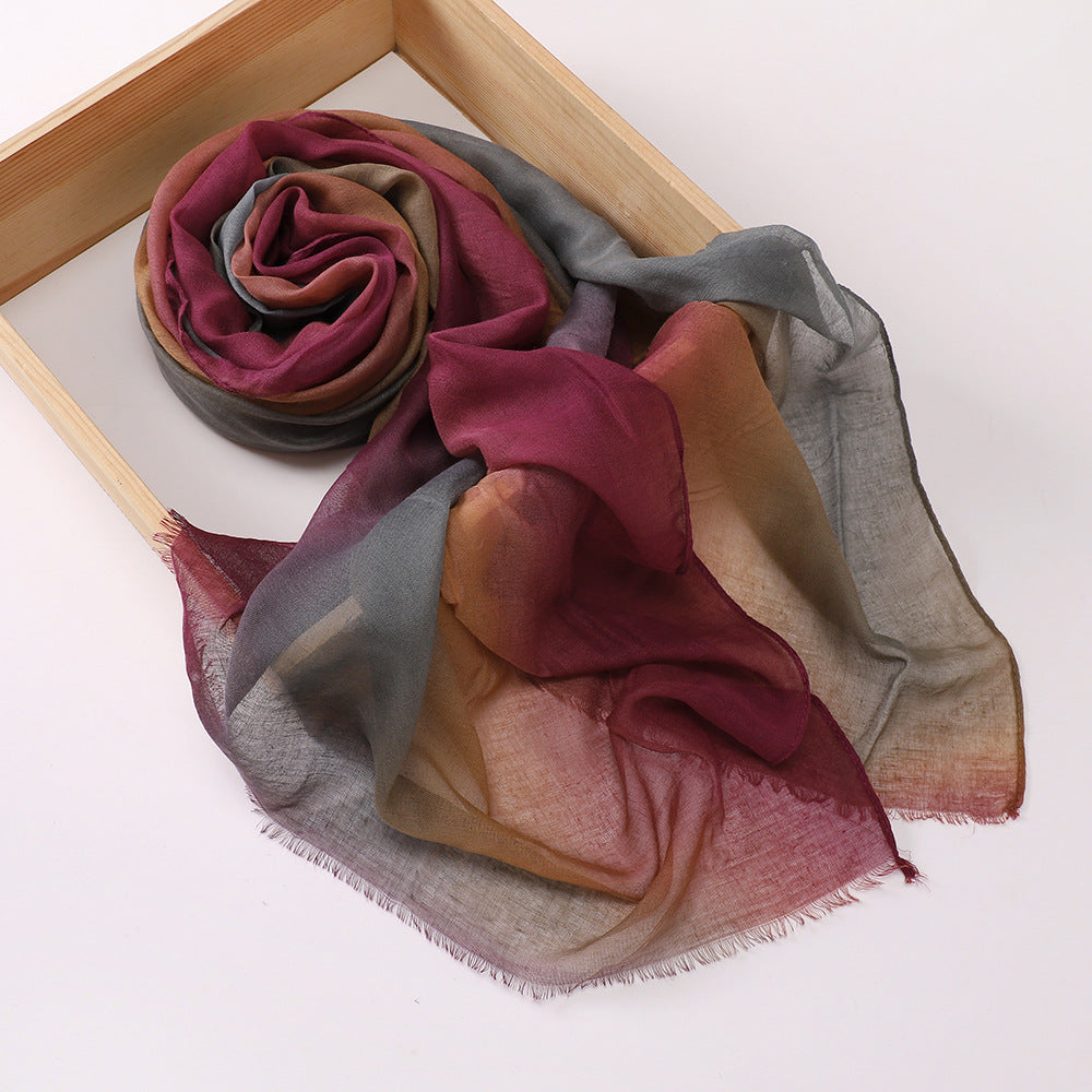 MSL411 Gradient color stitching casual hijab - MOQ:2