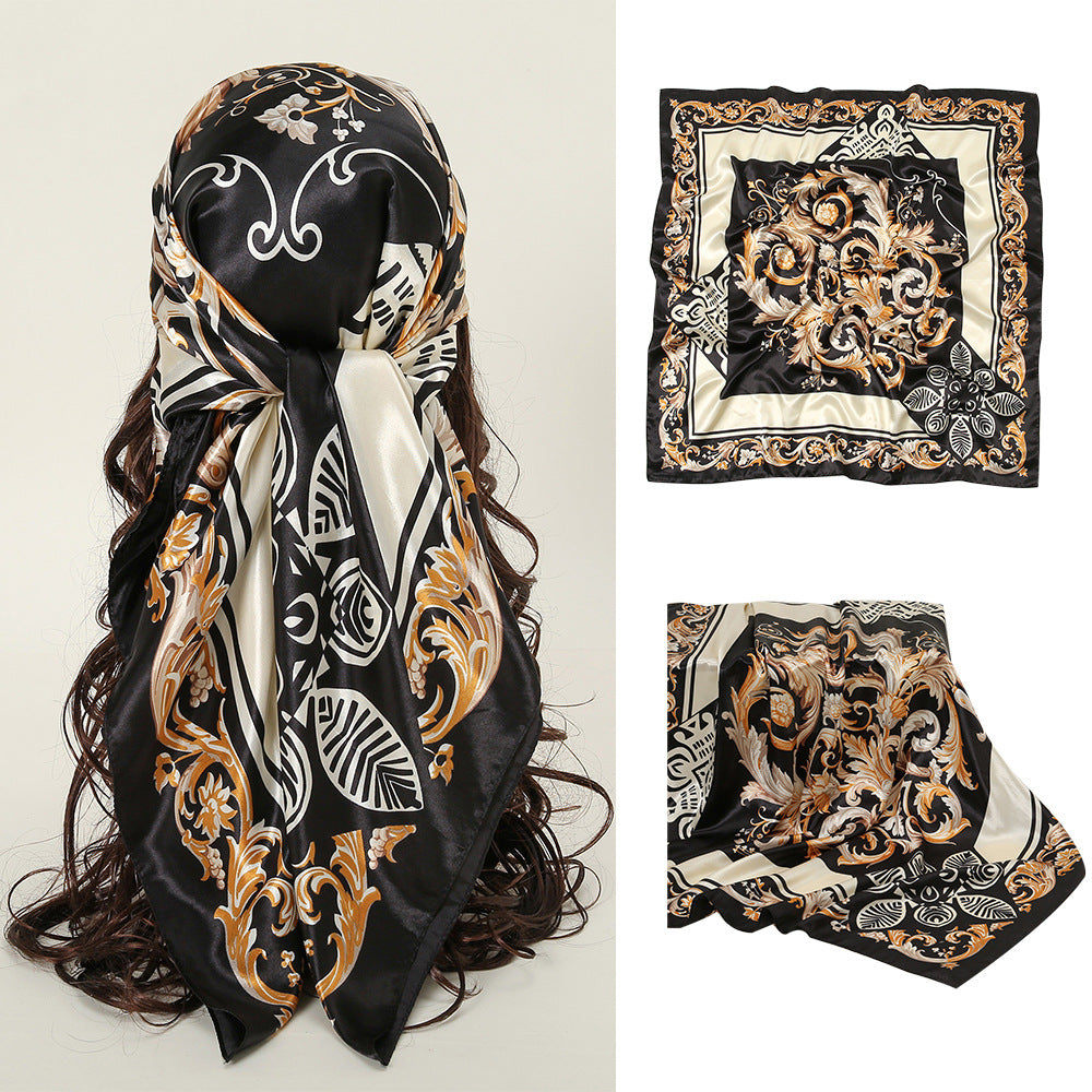 YW888 90*90cm Printed imitation silk soft luxury hijab