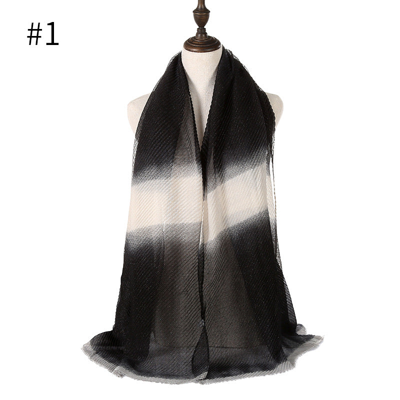 ND357 Gradient color crushed gold thread women's scarf hijab hijab/tudung printed hijab printed scarf Gradient - MinYang Fashion Apparel Accessory Manufacturer