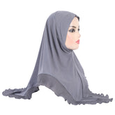 H322 GIRLS COTTON JERSEY WITH LACE INSTANT HIJAB - MinYang Fashion Apparel Accessory Manufacturer