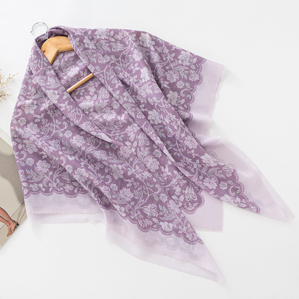 WJA288 Fashionable high quality versatile balinese printed square scarf small floral headscarf scarf wholesale - MinYang Fashion Apparel Accessory Manufacturer