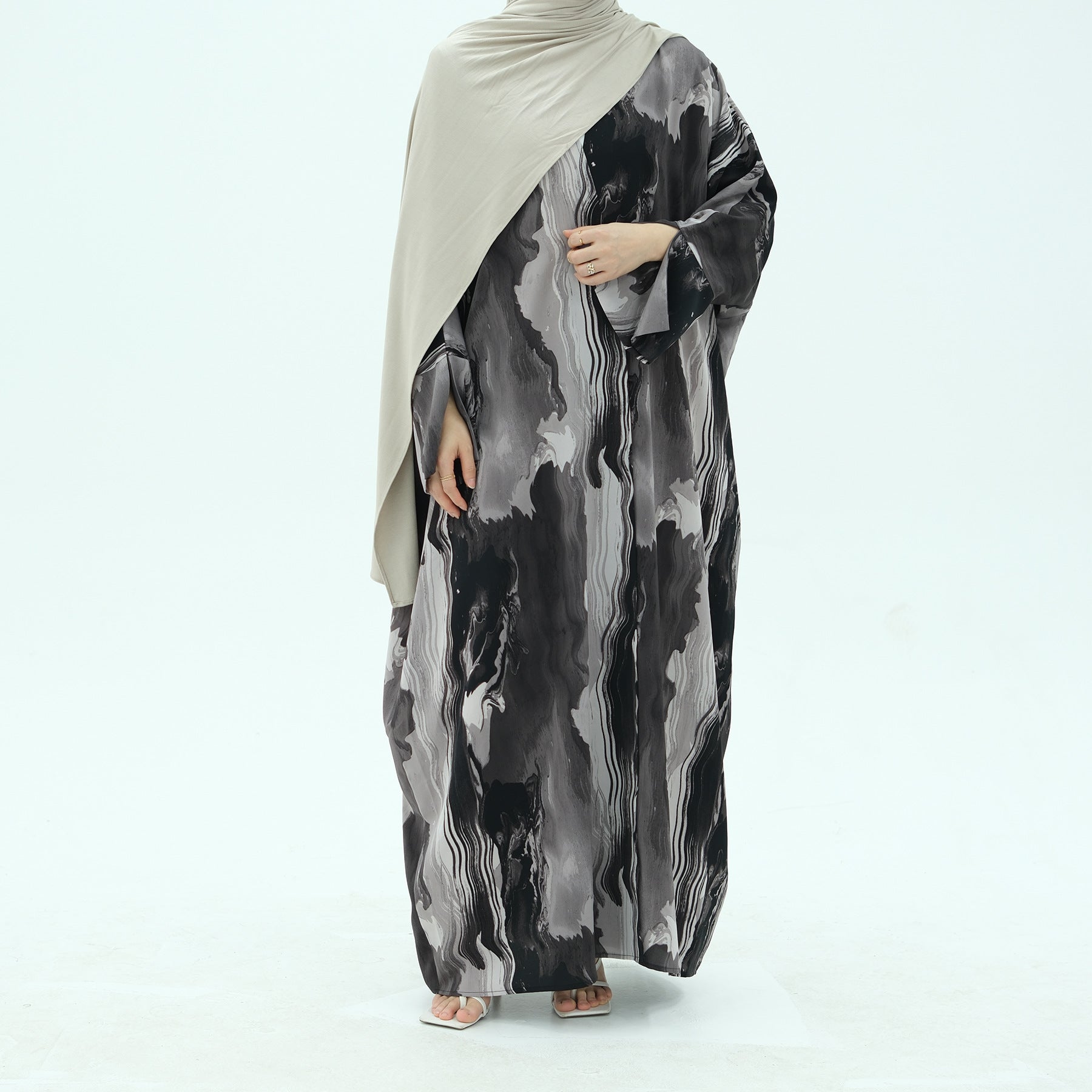 LR982 Printed cardigan dress