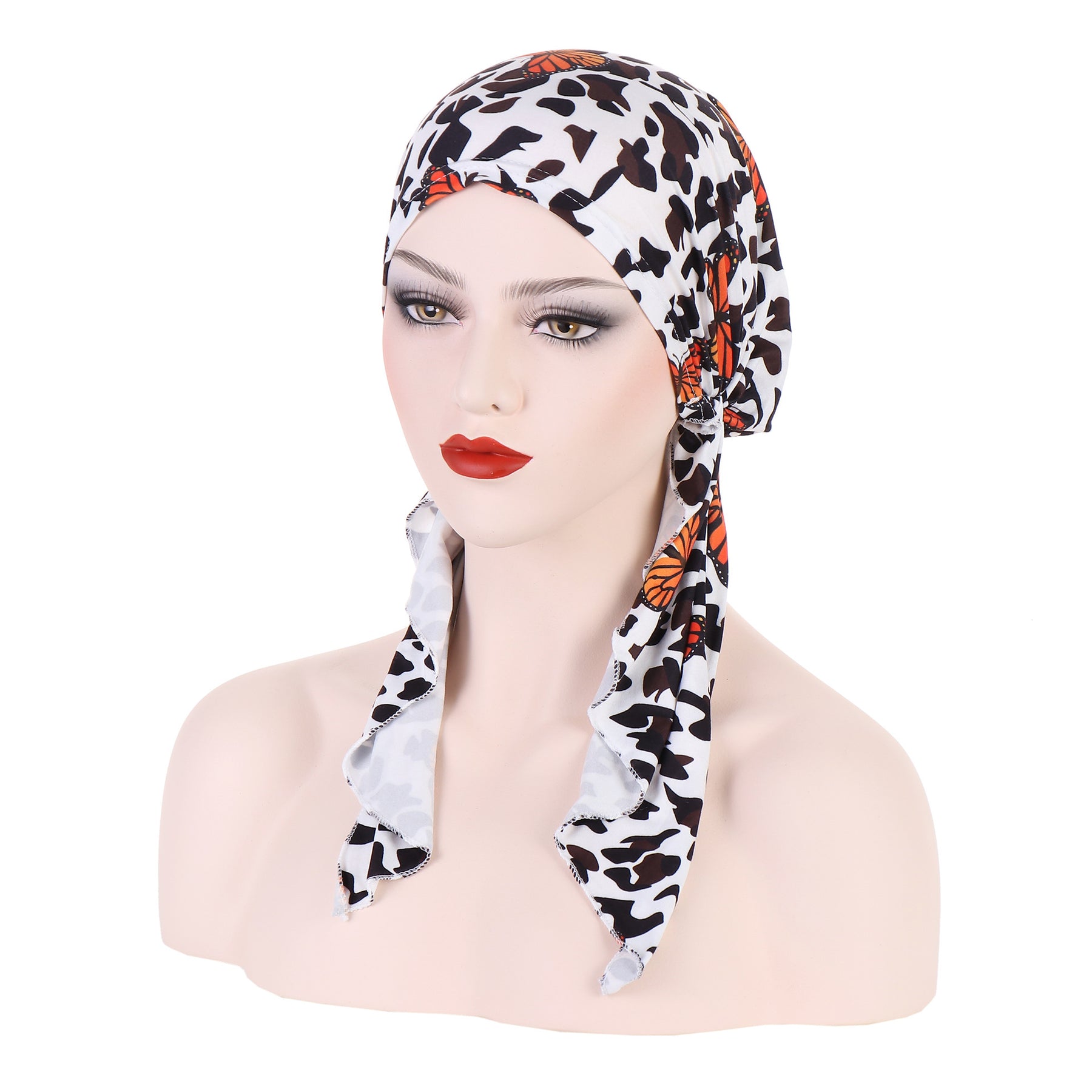 8358 Curved floral pullover cap
