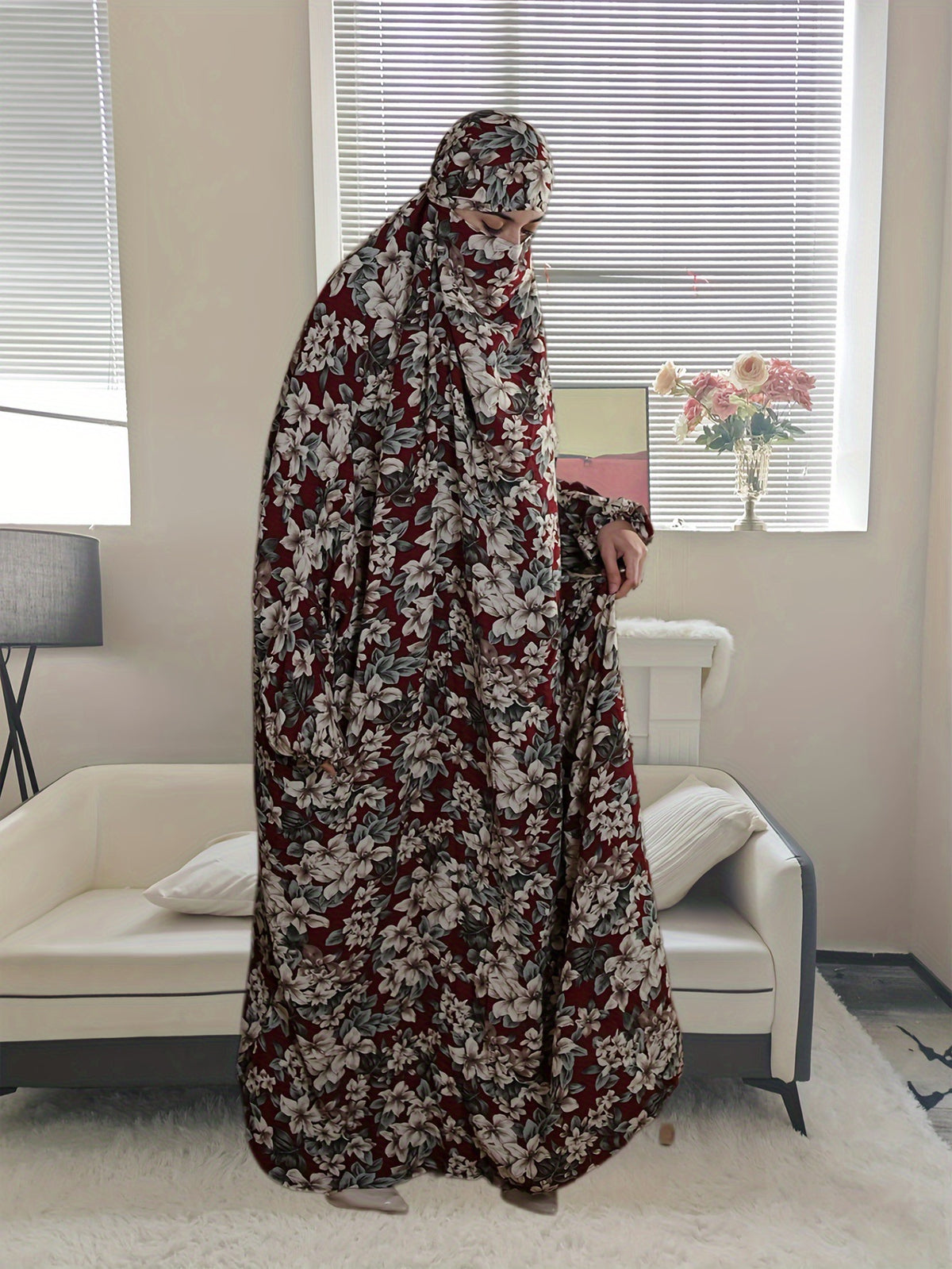20 Cross-border plus size women's Middle Eastern robes Muslim traditional hooded prayer robes fashionable printed worship clothes Dresses/gowns prayer set abaya - MinYang Fashion Apparel Accessory Manufacturer
